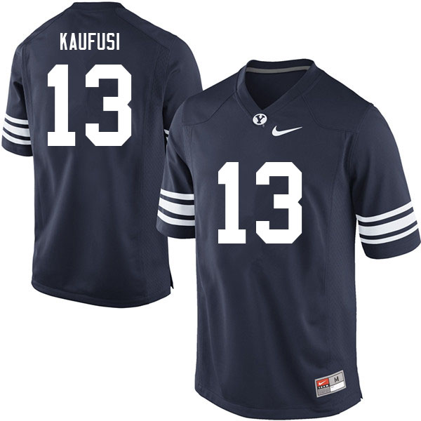Men #13 Jackson Kaufusi BYU Cougars College Football Jerseys Sale-Navy - Click Image to Close